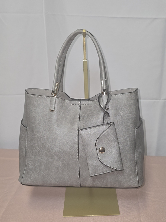 The Unbranded Brand Handbags - Classic Gray Tote Handbag with Cardholder With Jewelry Surprise & Free Gift